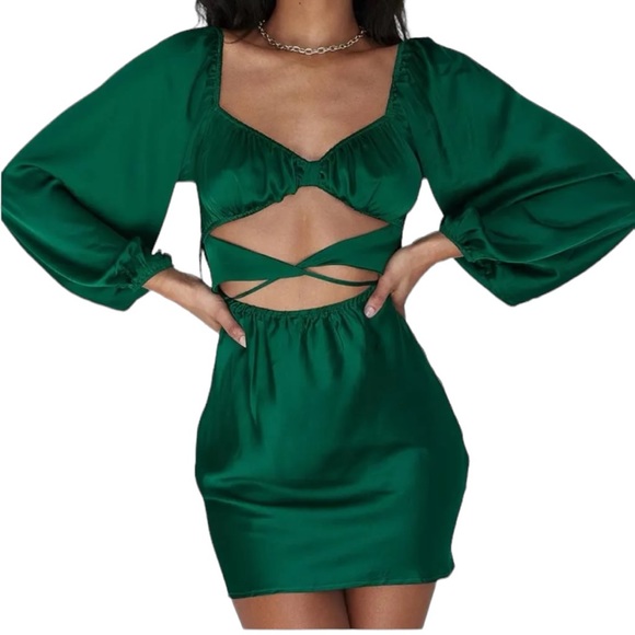 PRINCESS POLLY emerald green Nikita Mini dress size 8 NWOT - Picture 1 of 9